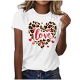 thumbnail image 1 of Plus Size Valentines Tshirts for Women Leopard Love Heart Print T Shirts Short Sleeve Crewneck Tops, 1 of 4