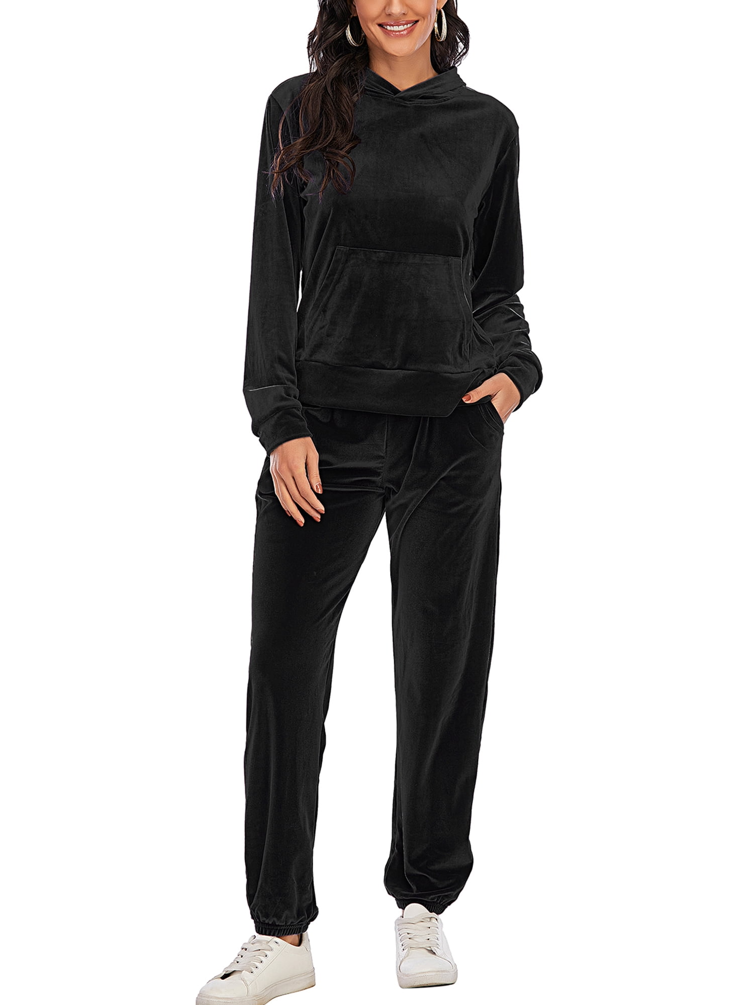 Plus Size Velour Sweatsuits for Women Hoodies Sweatshirt & Pants Activewear Tracksuit Set Long Sleeve Velour Sweatsuit Hoodie & Pants Velour Sport Suits Sets