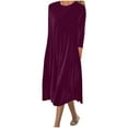 thumbnail image 1 of Plus Size Velvet Dress for Women Long Sleeve Wedding Guest Midi Dress Elegant Cocktail Evening Party Dresses, 1 of 5
