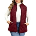 thumbnail image 1 of Plus Size Vest for Women Baeitkot Lightweight Quilted Zip Front Sleeveless Jacket with Pockets Casual Streetwear Wine XXL, 1 of 8