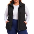 thumbnail image 1 of Plus Size Vest for Women Baeitkot Solid Color Zip Up Sleeveless Outerwear with Pockets Warm Casual Streetwear Black XXXXL, 1 of 8