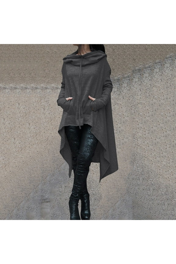 Plus Size Vintage Hoodies For women Y2k Women Long Sleeve Hooded Sweatshirts Dark Gray XL
