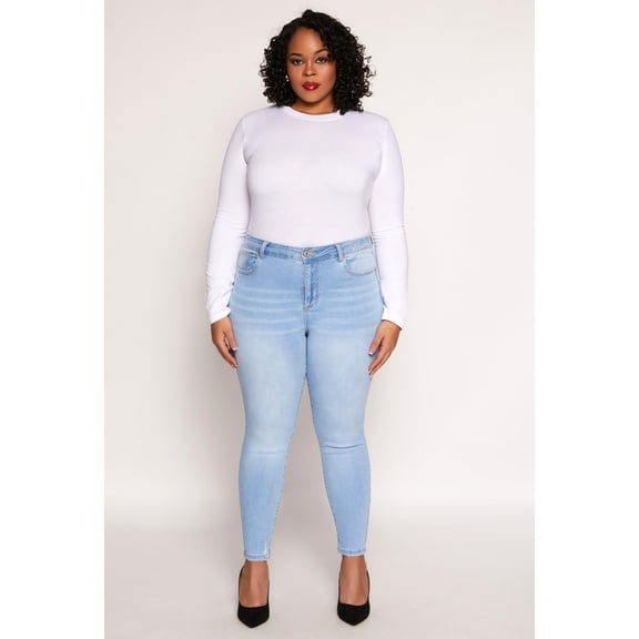 Womens Plus Size WAX Distressed Skinny Jeans