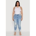 thumbnail image 1 of Womens Plus Size WAX High Waist Ripped Skinny Jeans, 1 of 5