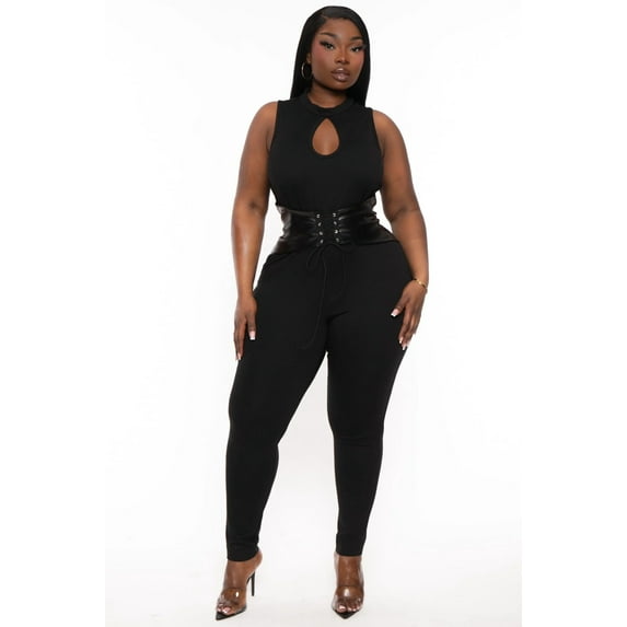 Plus Size Waist Snatcher Jumpsuit - Black