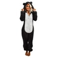 thumbnail image 1 of Plus Size Warm Flannel Jumpsuits for Women Cute Cat Ear Hooded Onesie Romper Color Block Winter Loungewear Fleece, 1 of 6