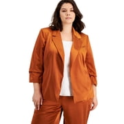 Plus Size Washed Satin Jacket Rich Camel 3X