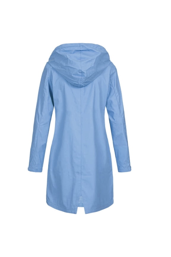 Plus Size Waterproof Raincoat, Windproof Hooded Long Trench Coat for Outdoor Hiking, Travel, and All-Weather Protection, Breathable and Functional Design-Sky Blue