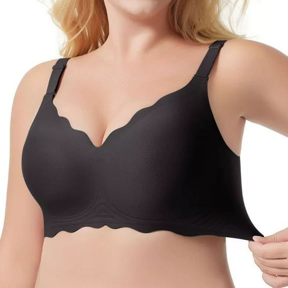 Plus Size Wavy Design Bra - Fashion Regular Fit, Wire-Free - Nylon Spandex, 30C-42B Cups - S-XXXL