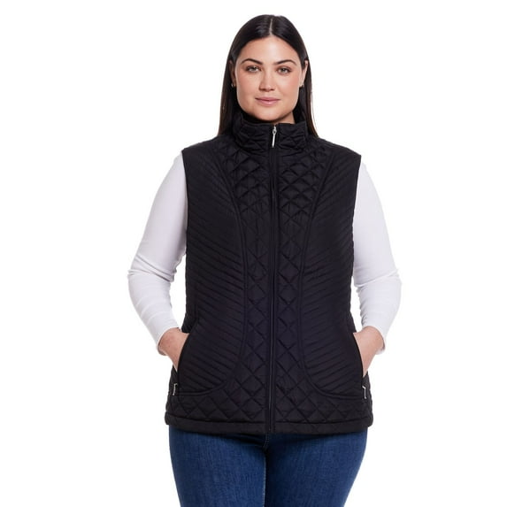 Plus Size Weathercast Lightweight Multi-Quilted Vest Color: Black Size: 2X