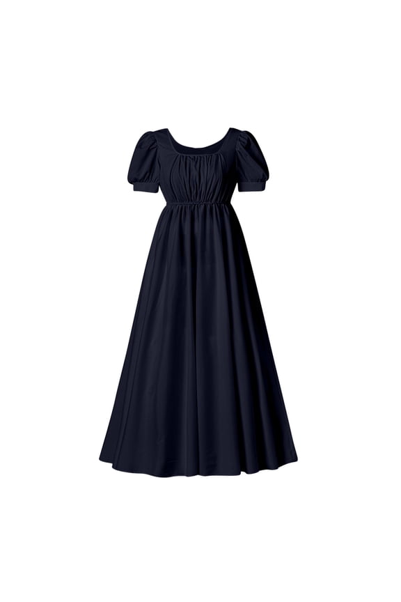 Plus Size Wedding Dresses for Bride Vintage Renaissance Dresses for Women Medieval Ruffled Puff Sleeve High Waist Dress Gown S-265 Navy XL