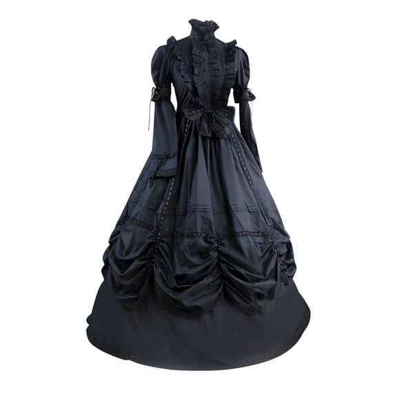 Plus Size Wedding Dresses for Bride Women's Medieval Renaissance Dress Costume Halloween Costumes Plus Size Maxi Dress S-289 Black M