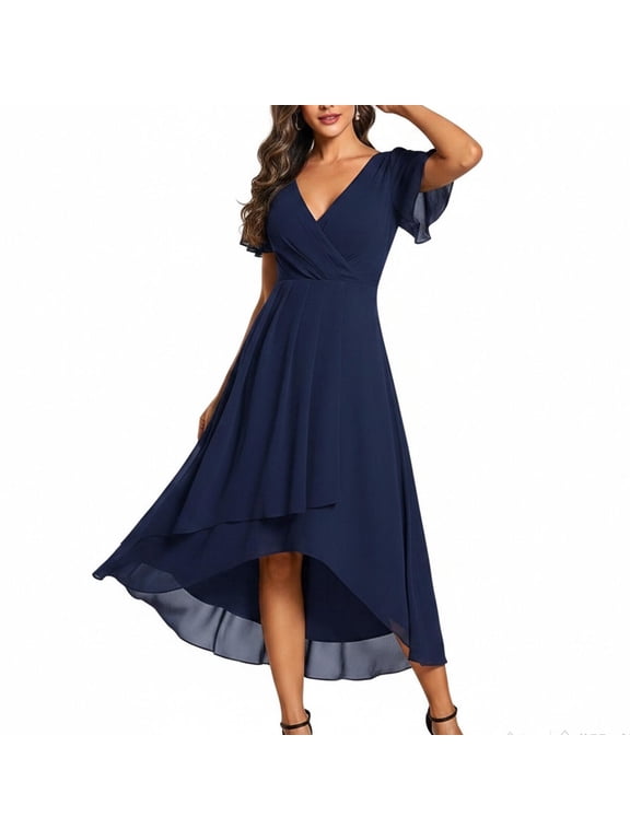 Plus Size Wedding Guest Dress for Women Formal Wedding Bridesmaid Maxi Party Ball Prom Gown Cocktail Dress