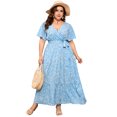 thumbnail image 1 of Plus Size Wedding Guest Maxi Dresses for Curvy Women, Summer Casual Floral Long Party Sundress with 3/4 Sleeve, 1 of 8