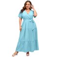 thumbnail image 1 of Plus Size Wedding Guest Maxi Dresses for Curvy Women, Summer Casual Floral Long Party Sundress with 3/4 Sleeve, 1 of 8