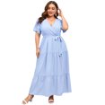thumbnail image 1 of Plus Size Wedding Guest Maxi Dresses for Curvy Women, Summer Casual Floral Long Party Sundress with 3/4 Sleeve, 1 of 8