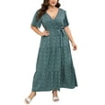 thumbnail image 1 of Plus Size Wedding Guest Maxi Dresses for Curvy Women, Summer Casual Floral Long Party Sundress with 3/4 Sleeve, 1 of 9