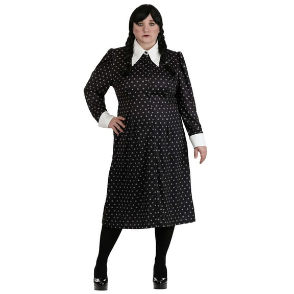 Plus Size Wednesday Addams Polka Dot Costume for Women