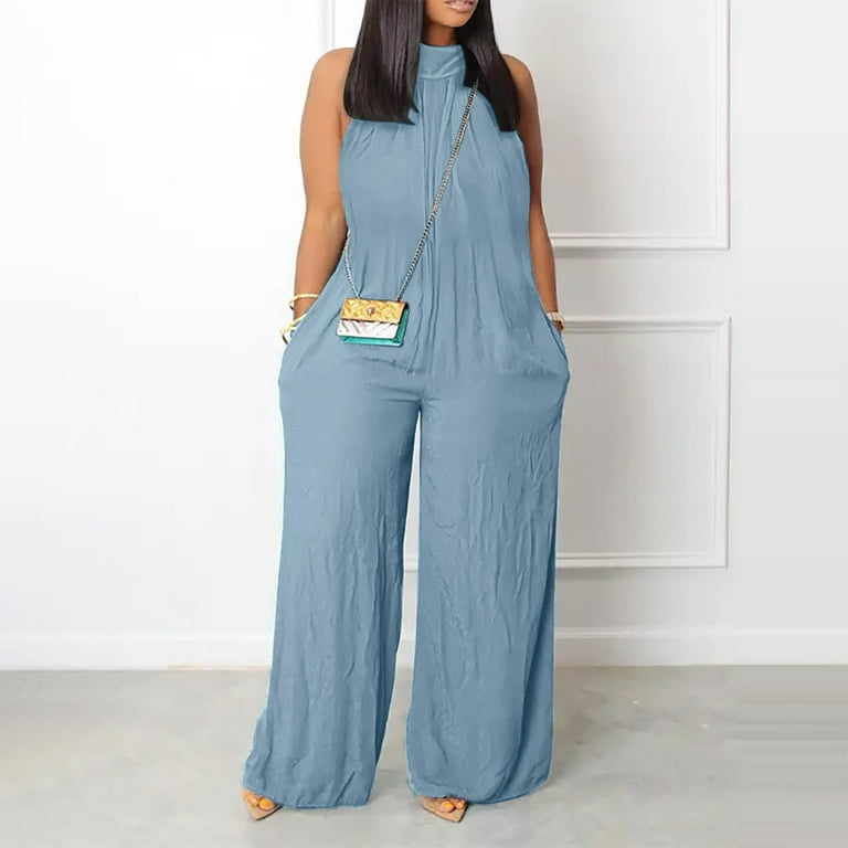 Loose solid tank jumpsuit on sale