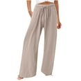 thumbnail image 1 of Plus Size Wide Leg Lounge Pants for Women Trendy Casual Palazzo Trousers Drawstring Rayon Sweatpants (3XL, Beige), 1 of 6