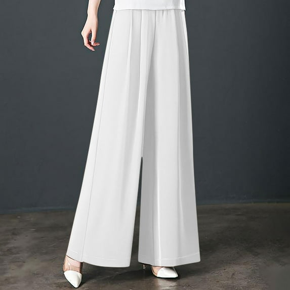 Plus Size Wide Leg Lounge Pants for Women with Pockets High Waisted Palazzo Trousers Floor Length Pants Straight Leg Trousers