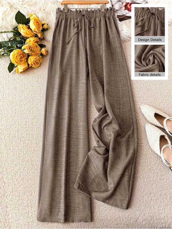 Plus Size Wide Leg Pants, Solid Color Casual Fall Trousers
