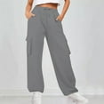thumbnail image 1 of Plus Size Wide Leg Pants Women's High Waisted Work Trousers Long Straight Pants Women's Sports Pants Women's Straight Pants Long Pants Sweatpants Dark Gray 3XL, 1 of 6