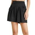 thumbnail image 1 of Plus Size Wide-Leg Shorts - 200lb Capacity Stretchy Summer Skort Pants (Elastic Waist | Skirt-Like Design) | Yubnlvae (Black | 6XL), 1 of 4