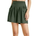 thumbnail image 1 of Plus Size Wide-Leg Shorts - 200lb Capacity Stretchy Summer Skort Pants (Elastic Waist | Skirt-Like Design) | Yubnlvae (Green | M), 1 of 4