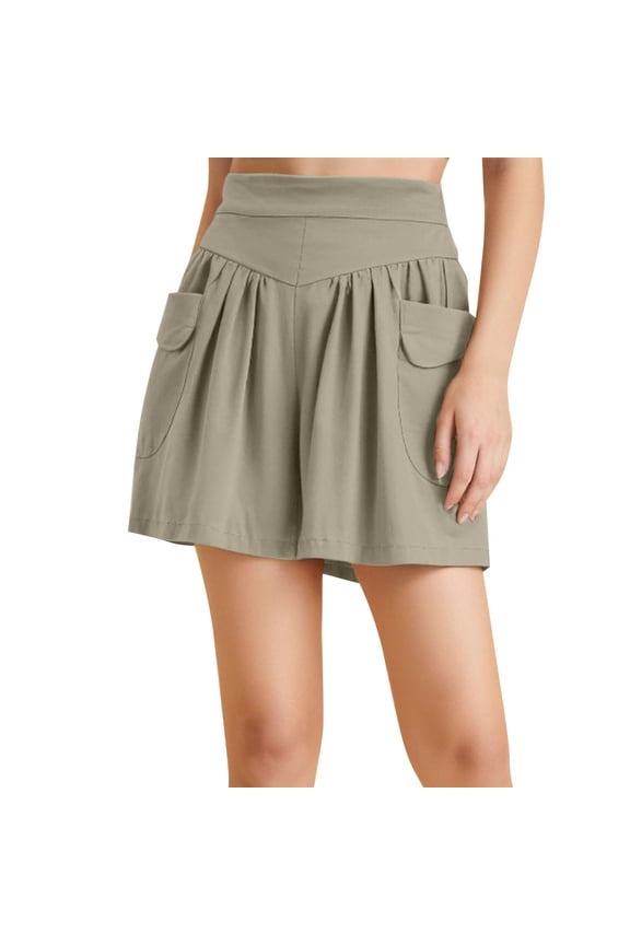 Plus Size Wide-Leg Shorts - 200lb Capacity Stretchy Summer Skort Pants (Elastic Waist | Skirt-Like Design) | Yubnlvae (Khaki | 3XL)