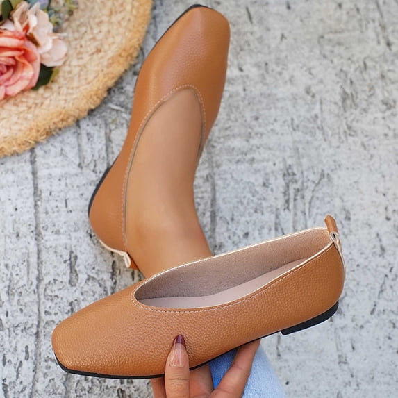 Plus Size Wide Width Round Toe Rhinestone Women's Casual & Dress Shoes Comfortable Office Work Daily Wear Spring Summer Brown 7.5