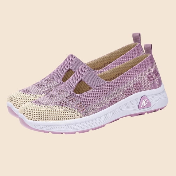Plus Size Wide Width Round Toe Rhinestone Women's Dress Shoes Comfortable Office Work Daily Wear Spring Summer Purple 8.5