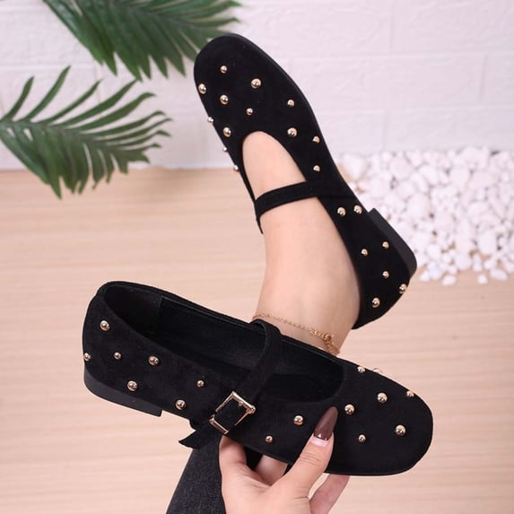 Plus Size Wide Width Square Toe Women's Office Work Dress Shoes Comfortable Daily Wear Spring Summer Black 7.5