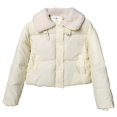 thumbnail image 1 of Plus Size Winter Coat for Women Casual Colored Long-Sleeved Jacket without A Hood and Featuring A Lapel Collar Hooded Puffer Jacket(White L), 1 of 9