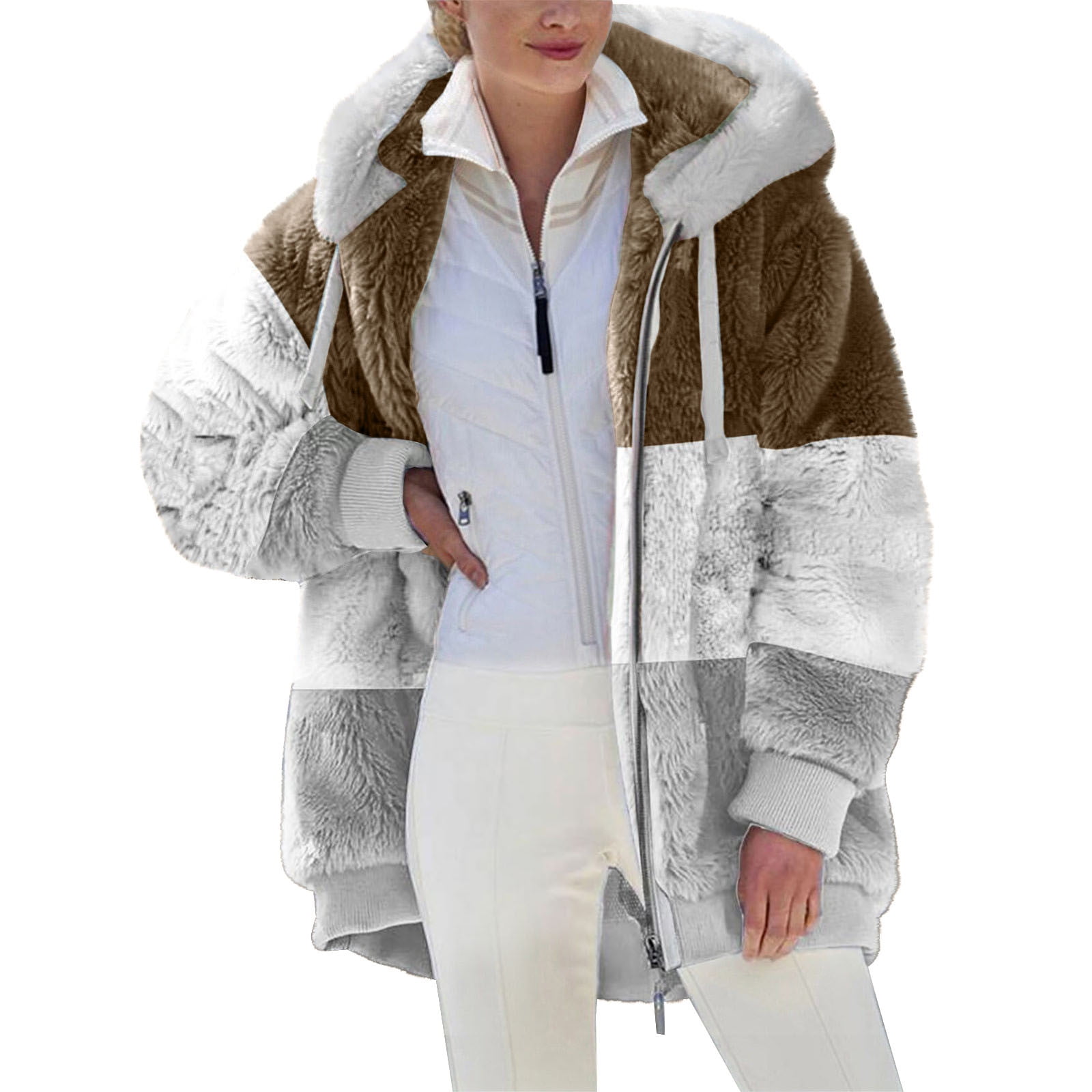plus size fuzzy fleece jacket