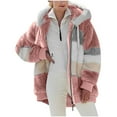 thumbnail image 1 of Plus Size Winter Coats for Women, Fashion Woman Long Sleeve Open Front Loose Outerwear Patchwork Blouse Coat Tops Pockets Blouse Shacket Jacket for Fall, Winter Gift for Women, 1 of 6