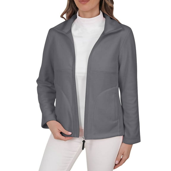 Plus Size Winter Coats for Women, Ladies' Casual Colored All-purpose Full-zip Long-sleeved Capless Fleece Jacket,Winter Zipper Overcoat Outerwear Gray_XL