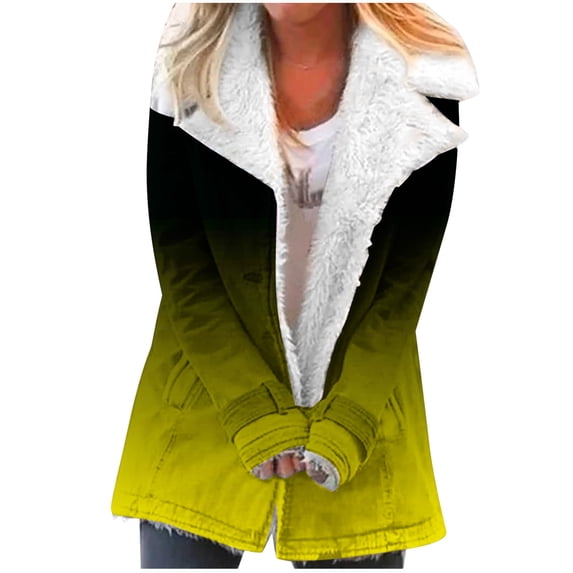 Plus Size Winter Coats for Women, Women Plus Size Winter Warm Composite Plush Button Lapels Jacket Outwear Coat Shacket Jacket for Fall, Winter Gift for Women