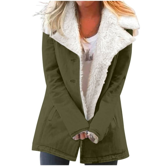Plus Size Winter Coats for Women, Women Plus Size Winter Warm Composite Plush Button Lapels Jacket Outwear Coat Shacket Jacket for Fall, Winter Gift for Women