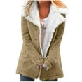 thumbnail image 1 of Plus Size Winter Coats for Women, Women's Fashion Long Sleeve Pocket Plush Button Coat Long Sleeve Hatless Casual Coat/Jacket Shacket Jacket for Fall, Winter Gift for Women, 1 of 6