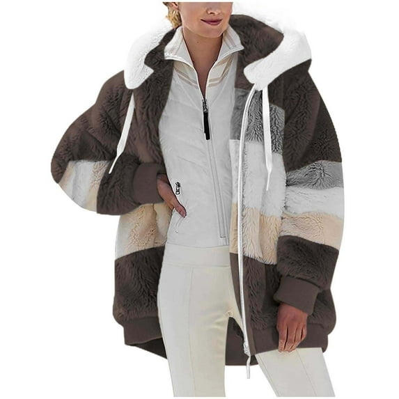Plus Size Winter Coats for Women, Fashion Womens Warm Faux Coat Jacket Winter Zipper Long Sleeve Outerwear Shacket Jacket for Fall, Winter
