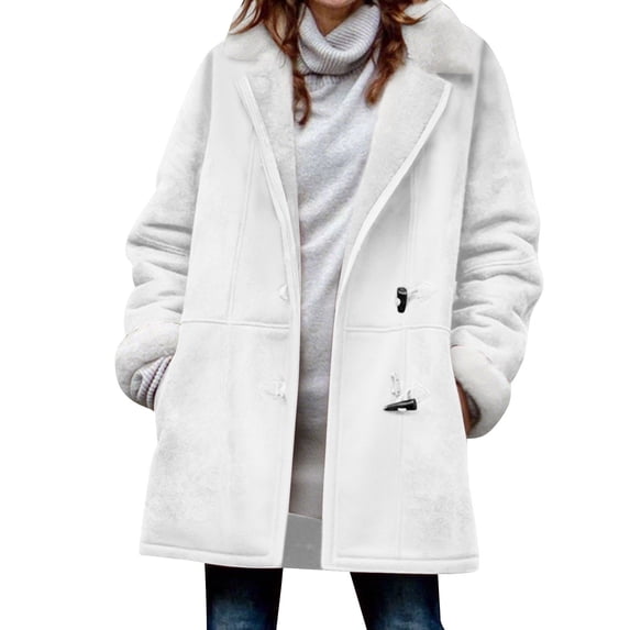 Plus Size Winter Coats for Women Warm Fleece Lined Jackets Collar Jacket with Pockets Faux Suede Outerwear