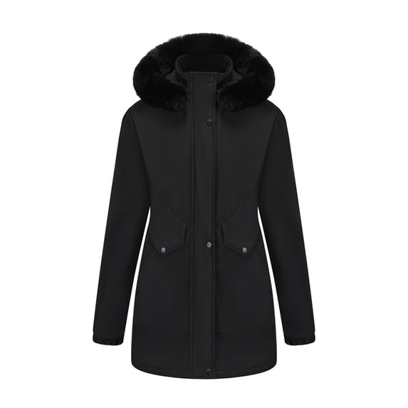Plus Size Winter Coats for Women Water-Resistant Windproof Parka Coat Warm Outwear with Faux Fur Removable Hood