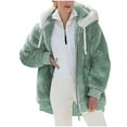 thumbnail image 1 of Plus Size Winter Coats for Women, Women Plus Size Winter Warm Loose Plush Zip Hooded Jacket Coat Shacket Jacket for Fall, Winter Gift for Women, 1 of 6