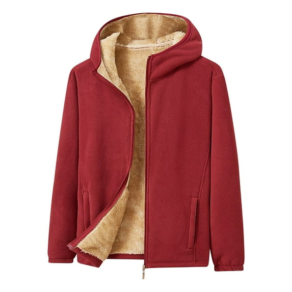 Plus Size Winter Jackets Women, Unisex with Fleece Lining Hooded Zip Up Warm Sherpa Coats Sweatshirt Pockets (3X-Large, Wine)