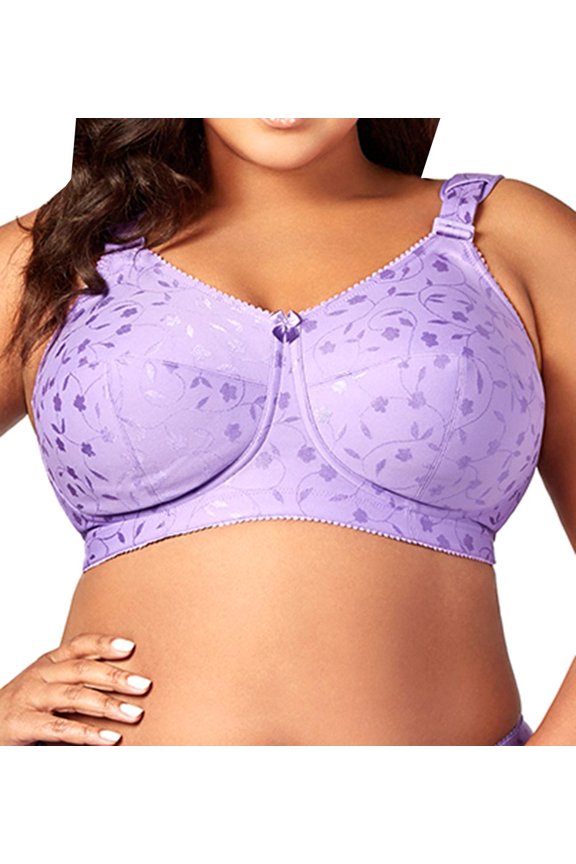 Women's Plus Size Super Curves Jacquard Softcup Bra, Full Coverage Wire-Free Firm Support, Style 1305 Lilac