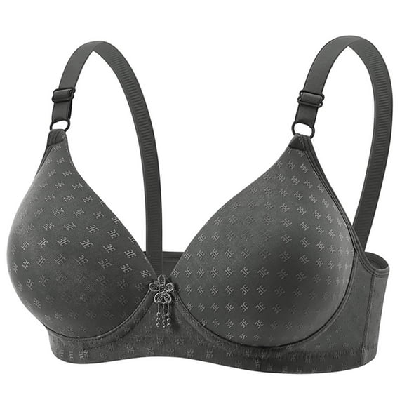 VONCOS Plus Size Wireless Bra Seamless Comfort Bra T-Shirt Bra Everyday Light Support Full Coverage Adjustable Straps Dark Gray,Size L