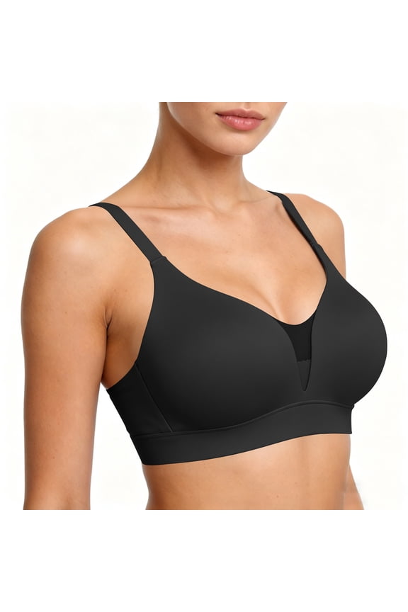 Plus Size Wireless Bras for Women Full Coverage Smoothing Fresh Feel During Long Days Lightweight No Show Design Minimal Lounge Essential Weekend Lounge Style Summer Black L