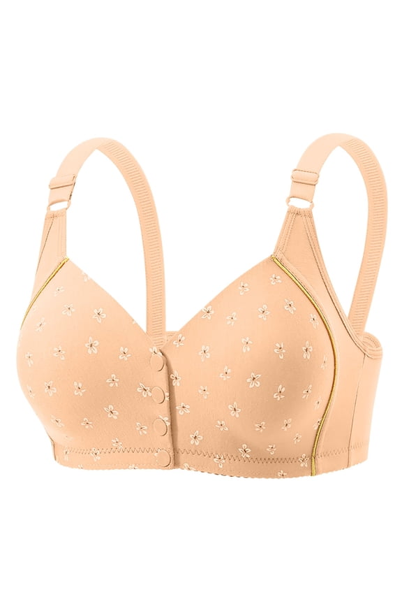 Plus Size Wireless Bras for Women Quick Dressing Front Closure Side Smoothing Support Light Airy Daily Feel Barely There Smoothness Fashion Daily Basic Summer Beige 46