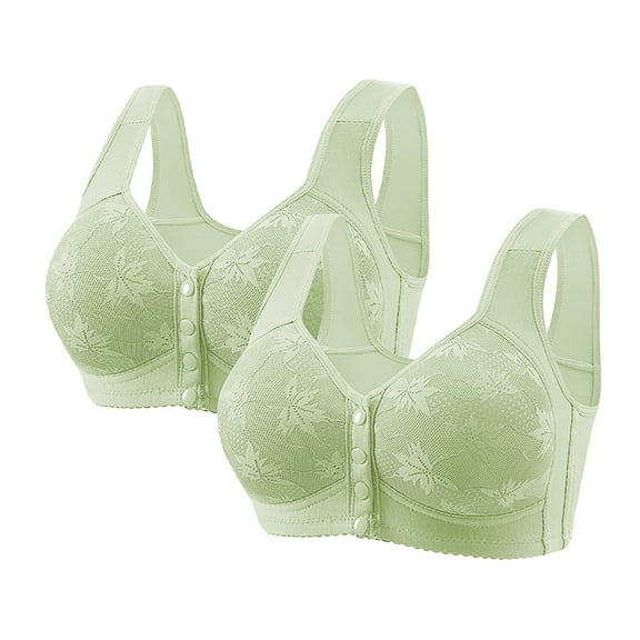 Plus Size Wireless Bras for Women 3 Pack Front Closure Bra Full Coverage Padded Bra No Underwire Support Bralette Set